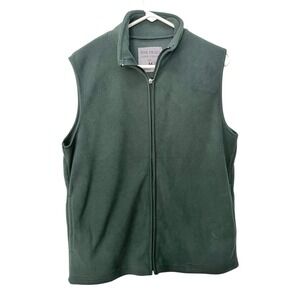 New Pine‎ Trails Medium Dark Green Zip Up Fleece Vest Pockets Gorpcore Outdoors